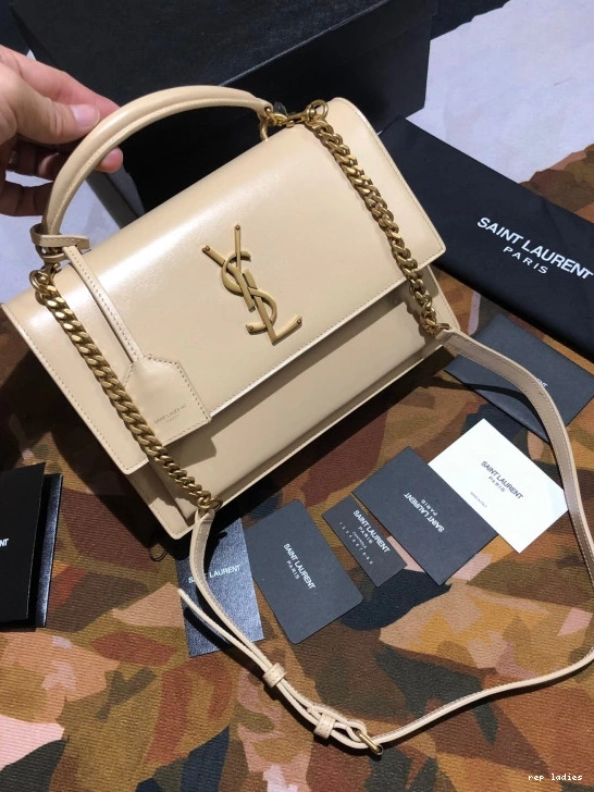 Repzbay REP SMOOTH LEATHER SUNSET SATCHEL MEDIUM IN YSL 0803